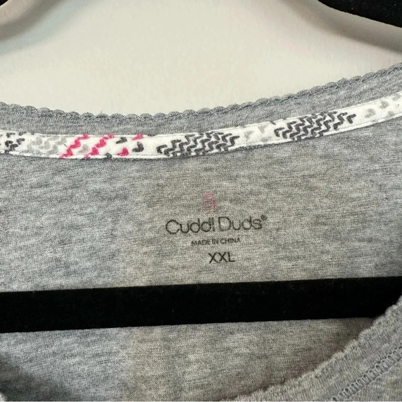 Cuddl Duds Women's Light Gray Long Sleeve Scoop Button Up Neck Top Size XXL GUC - Picture 4 of 7